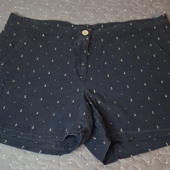 Nautica Dark Blue Women's Anchor Print Shorts size 14 - Picture 1 of 5